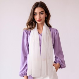 Chiffon Scarf for Women Lightweight Neck Scarf Ladies Scarves Soft Headscarf Sheer Shawl Wrap Fashion Scarf Gift for Women (White)