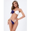 WDIRARA Women's Two Tone Cut Out Strapless Ring Bikini Swimsuit