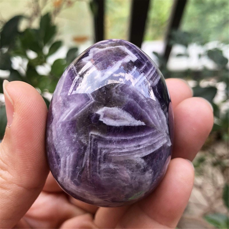 Fekuar Stone Egg Figurine, Polished Healing Crystal Easter Eggs Sphere