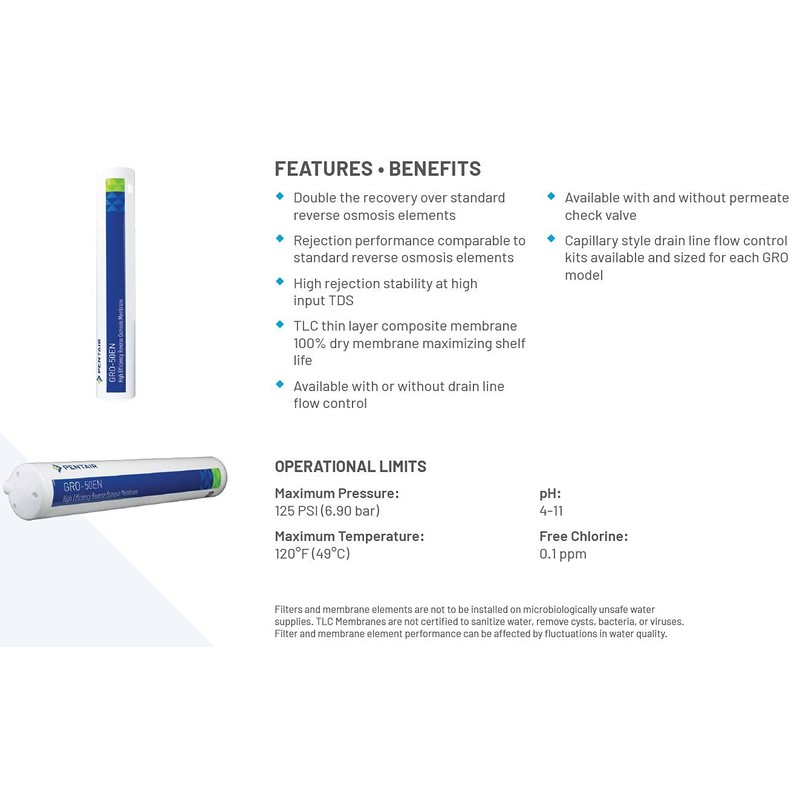 Pentair Pentek GRO-75EN High Efficiency Reverse Osmosis Membrane, TLC Encapsulated