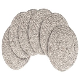 WENFOME 6 Pack Round Woven Placemats,13.8 inch Plate Chargers Mixed Brown Thick Place Mats Cotton Rope Braided Tablemats Rattan Mats for Christmas Table Decoration