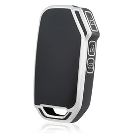 OFF WE GO Car Key Case for KIA Key Case Cover for Ceed Cerato Soul Sportage Sorento Stinger Rio Optima Niro Forte 3 Buttons TPU Car Key Protective Case Key Box Cover, Black Silver