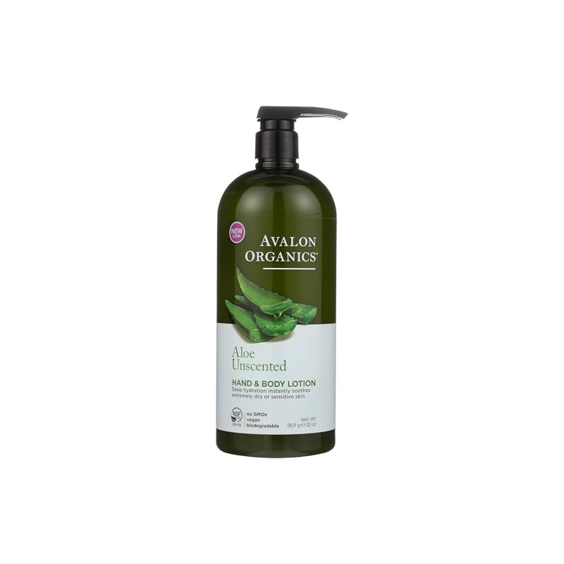 Avalon Organics Unscented Aloe Hand And Body Lotion, 32 Oz