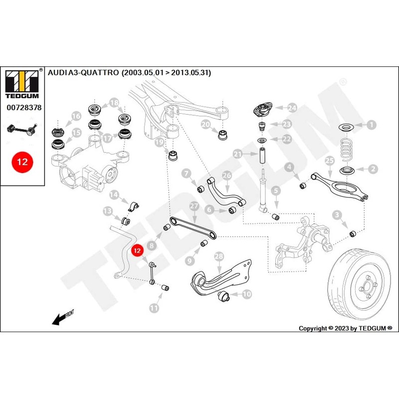 TEDGUM 00728378 Stabiliser Attachment Rear Left / Right