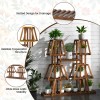 Costway 5-Tier Wood Plant Stand 10 Pots Plant Display Rack