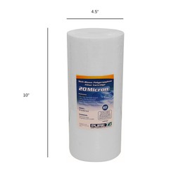 PureT BVB0987020 10x4.5" Water Sediment Filter - NSF Certified - Spun Poly Filter Removes Sediment and Other Organic Debris (20 u Micron Rated)