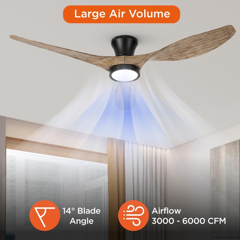 TALOYA 52 inch Ceiling Fans with Lights Remote Control, Modern