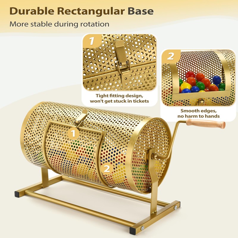 AugFir Raffle Drum, Heavy Duty Raffle Ticket Spinner Cage with