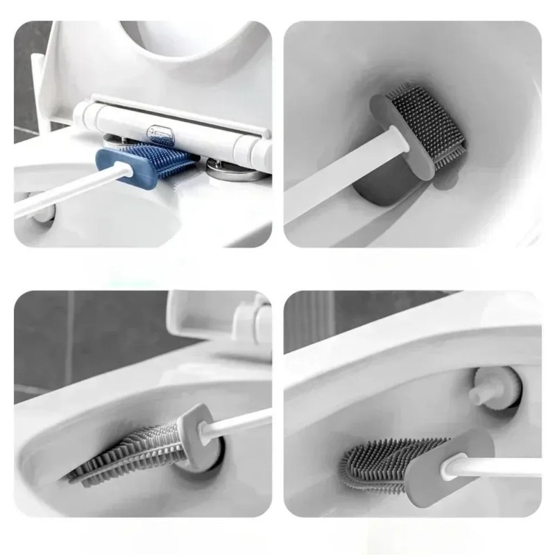 PureLiving Toilet Brush Holder Set Wall Mounted – Flexible Silicone