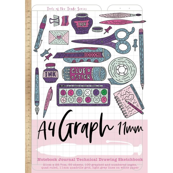 11mm Graph Paper Quad Ruled A4 Notebook Journal/ Technical Drawing