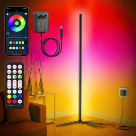 2Pack Corner Floor Lamp, Modern LED Corner Lamp with APP & Remote Control, 16 Million Colors, 68+ Scene Modes, Music Sync, Ambient Lighting for Living Room, Bedroom, and Gaming Room