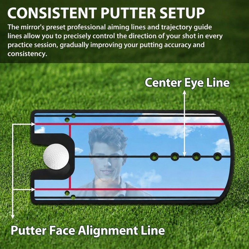 Golf Putting Mirror Training Aid, 12"x5.7" Putting Alignment Mirror