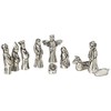 Nativity Set Mini Pewter Figurine 10 pc Set w/ Velvet