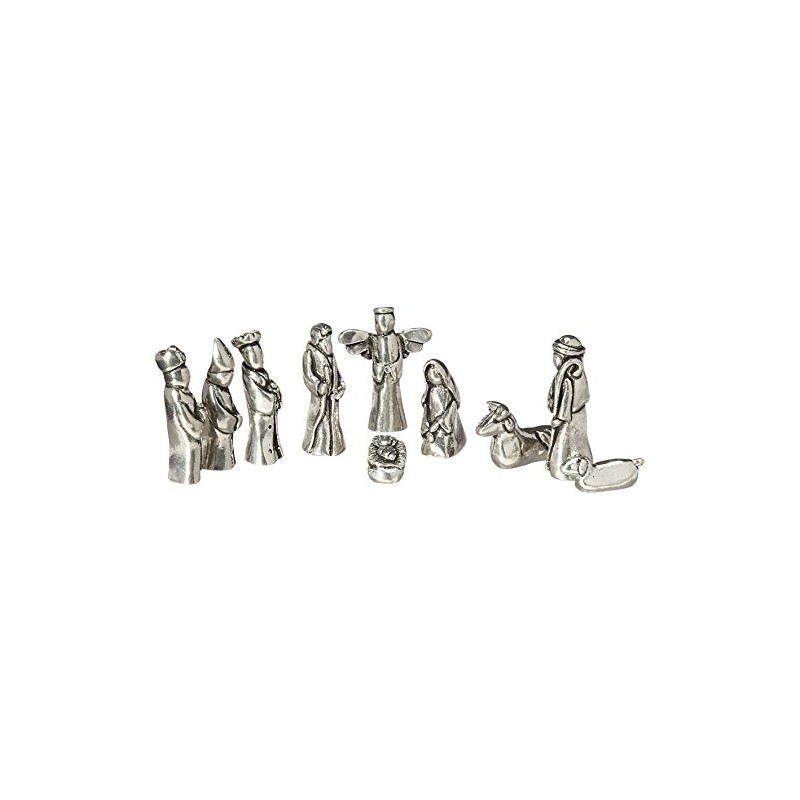 Nativity Set Mini Pewter Figurine 10 pc Set w/ Velvet
