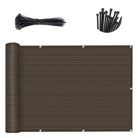 SUNLAX 2'6''x10' Brown Balcony Privacy Screen Fence Windscreen Cover Fabric Shade Netting Mesh Cloth with Grommets UV Protection for Patio, Backyard, Porch, Railing Shield 90%