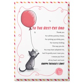 BlinkBlink Fathers Day Card from Cat Dad, Funny Cat Dad Card with Seal and Envelope