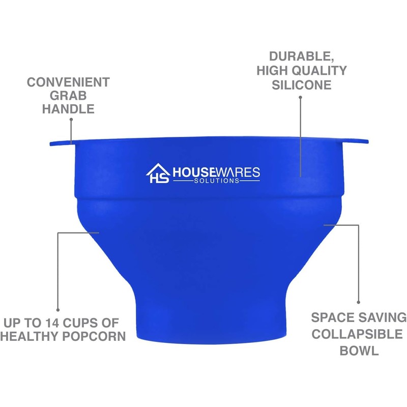 Collapsible Silicone Microwave Hot Air Popcorn Popper Bowl With Lid