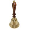 Large School Bell, Polished Brass Metal Handbell, Gold Color with Brown Wooden Handle - Measures 3.75 Inches Wide and 8.5 Inches Tall by SciencePurchase