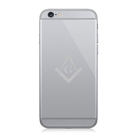 Pair of Freemasonry Emblem Cell Phone Stickers Mobile Freemason Masonic - Silver