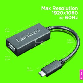 Lenovo USB C to VGA Adapter High Quality Video 1920x1200 Portable Design