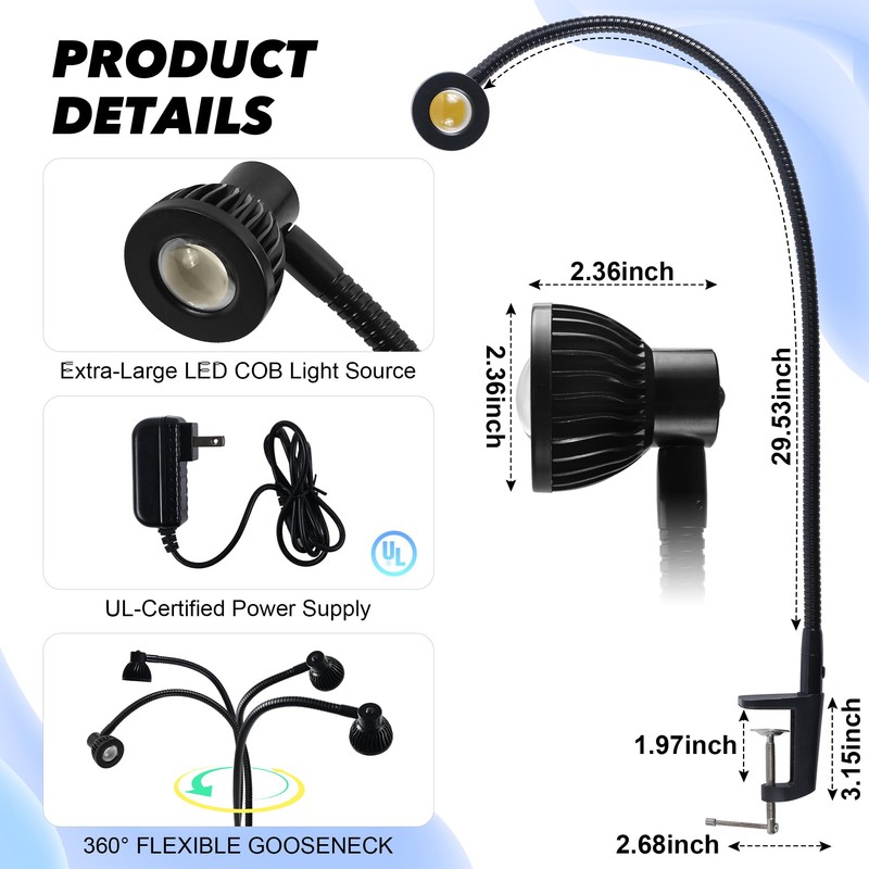 Hersi 5w 30‘’Long Swing Arm 110v/220v Desk Lamp Metal Architect