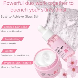 JAPAN Sakura Bloom Skin Care Gift Set - Facial Essence, Cream, Japanese Skin Care,Travel Kit for Women & Teens, Hydrating for Dry, Oily & Combination Skin, Birthday Gift for Her