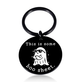 Boo Basket Gifts for Her Him Spooky Keychain Stuffers for Women Men Christmas Stocking Stuffers for Teen Boys Girls This is Some Boo Sheet Keychain for Son Daughter Birthday Valentines Gift for Friend