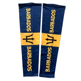 EVERYTHING CROPOVER Barbados Flag Arm Sleeves for Carnival J'ouvert Basketball | Men Women UV Protection Compression | 1 pair Barbados Flag
