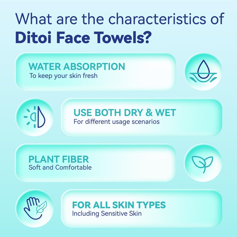 Ditoi Disposable Face Towels,Ultra Thick Face Towelettes XL, Lint-Free Facial