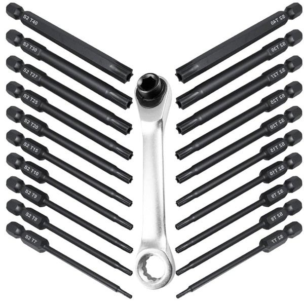 20PCS Magnetic Torx Screwdrivers Bit Set With Wrench, 3.52Inch Magnetic