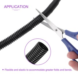 DMiotech 10ft Wire Loom Split Tubing 1 1/4 Inch, Cord Protectors from Pet Flexible Conduit Cable Management for Office, Home, Garden, Black