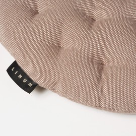 LINUM Pepper Elegant Round Seat Cushion for Indoor and Outdoor Use, Diameter 37 cm, 100% Cotton, Washable, Dark Taupe