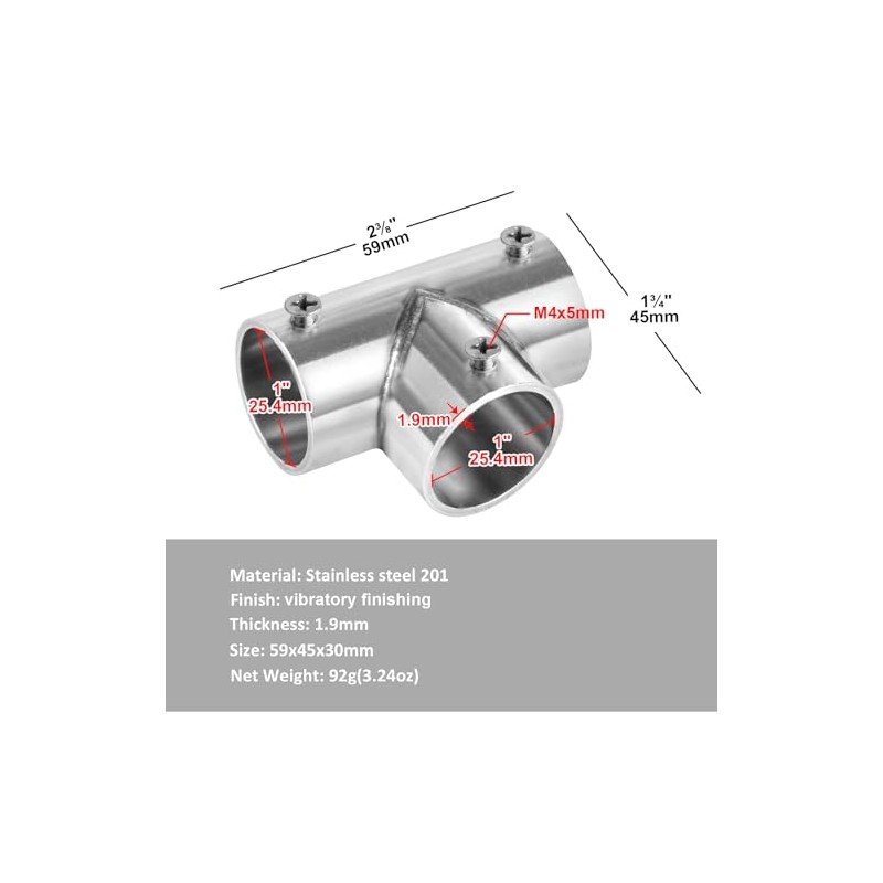 10 Pcs 1" Structural Pipe Fitting, Three Socket T Tube