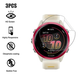 3 Pack Screen Protector for Garmin Forerunner 570 42mm, GEJEFA Flexible TPU Full Coverage 3D Curved Screen Film for Garmin Forerunner 570 42mm