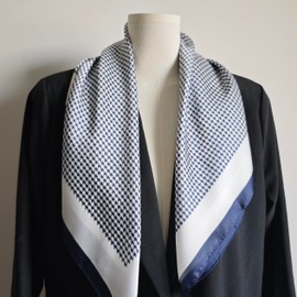 GIMIRO Women's 70 x 70 cm Scarf Simulated Silk Flowers Scarf Tie Houndstooth Bandana, A03 Houndstooth Navy