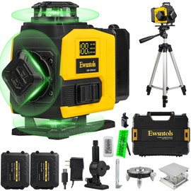 Laser Level with Tripod,4×360° Whole-Room Cross-Line Green Beam Laser Level 360 Self Leveling with 2×4500mAh Batteries & Rotatable Window for Picture Hanging,Tile,Ceiling and Home Renovation