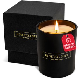 Benevolence LA Clearance Candles Bergamot & Jasmine Christmas Scented Candles | Soy Black Holiday Candle for Home | Gifts for Women and Men | Home Fragrance | Aromatherapy | 6oz