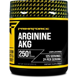 PrimaForce AAKG Arginina en polvo, 8.82 oz (L-arginina y ácido alfa-cetoglutarato) Suplemento de entrenamiento premium, sin OMG, vegano, sin gluten