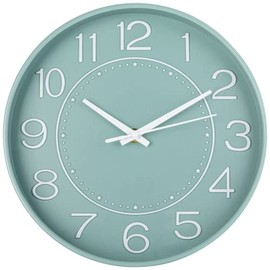 HZDHCLH Wall Clock 10 Inch Silent Non Ticking Clock Round Wall Decorï¼Wall Clocks for Living Room Kitchen Office (green-white)