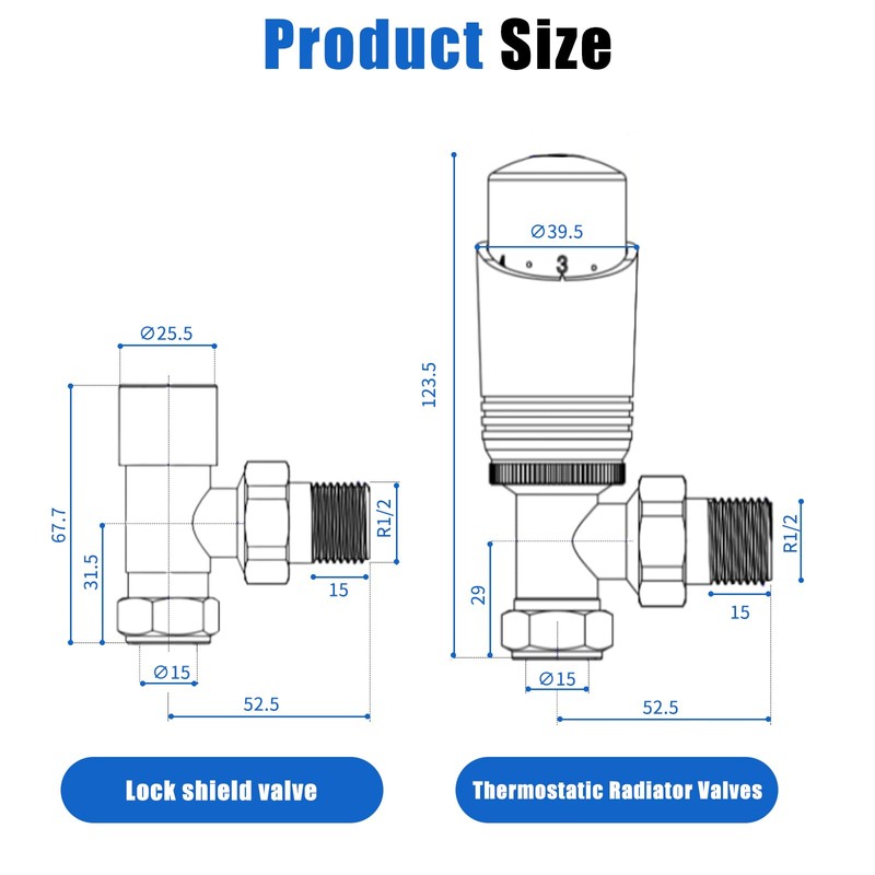 SVNR Thermostatic Radiator Valves (TRV), Textured Anthracite Grey, Angled Lockshield