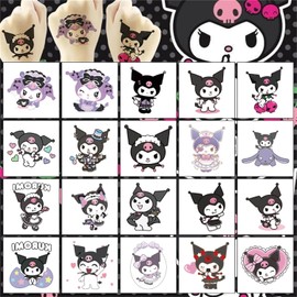40pcs Temporary Kuromi Tattoos for Girls and Kids, Kawaii Birthday Party Supplies, Anime Party Favors Fake Tattoos Stickers,Birthday Decorations Party Game Activities Reward Gifts