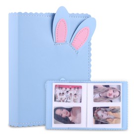 64 Pockets Mini Photo Album Fit for instant 2x3 Inch Photo, Kpop Photos Card Holder, Cute Rabbit Small Photo Album for Mini 12 11 9 40 90 8 7 Evo LiPlay Instant Camera (Blue,64 Pockets)