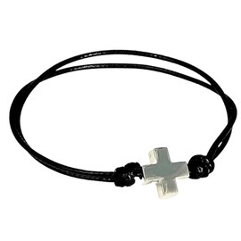 TClaudia, Plata 925, Pulsera de hilo encerado con Cruz de Plata Suiza. Pulseras mujer y pulseras hombre con dije de cruz de plata. Joyería, regalo para mujer y regalo para hombre.