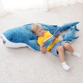 Mukouxun 39 Inch Whale Shark Stuffed Animal – Giant Plush Shark Pillow Toy, Realistic Big Whale Shark Plushie for Kids and Ocean Lovers, Large Cuddly Gift