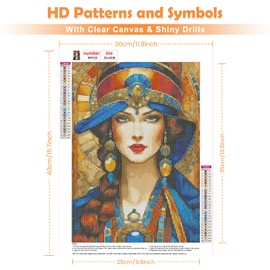 QENSPE 5D Diamond Painting Vintage Lady Diamond Art Kits for Adults, Round Full Drill Vintage Diamond Painting Kit with Tools for Beginner, DIY Gems Art Craft for Home Wall Decor 12x16 inch