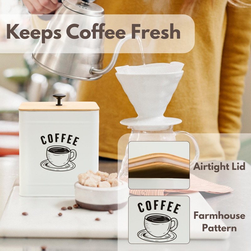 PERFNIQUE Coffee Canister, Airtight Coffee Bean Storage Container, Café Grounds