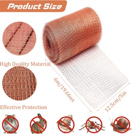 mohito 6 m Knitted Copper Net, Copper Band Against Snails Mice, Cuttable Copper Mesh for Snails, Mouse, Birds, Bats, Insects, Rodents