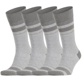 Dafi soft 4 Pairs Striped Seamless Toe Premium Breathable Men’s Fashion Cotton Socks - Made in Turkey, Size 12-14 uk, Grey