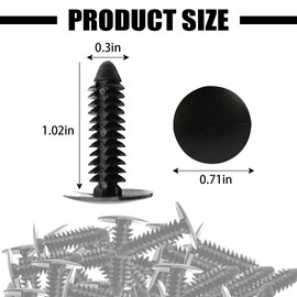 Bittwee 100 Pcs Car Bumper Fastener Clips, Nylon Plugs, Universal Fender Liner Push Pin Retainer