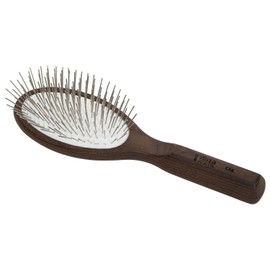 Ibiza Hair Oval Brush (CX8) | Rounded Metal Bristles for Long Hair, Extensions & Detangling Wet or Dry | Carbonized Wood with Ergonomic Handle | Anti|Static & Ideal for All Textures